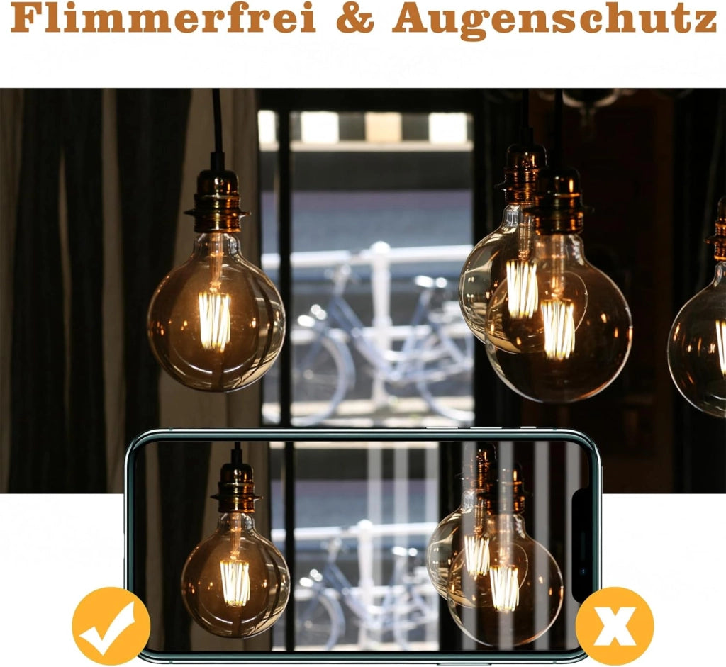 ZMH Lampadine LED vintage E27 G95 4W 2700K Bianco caldo lampadine a filamento Edison in vetro anticato confezione da 2