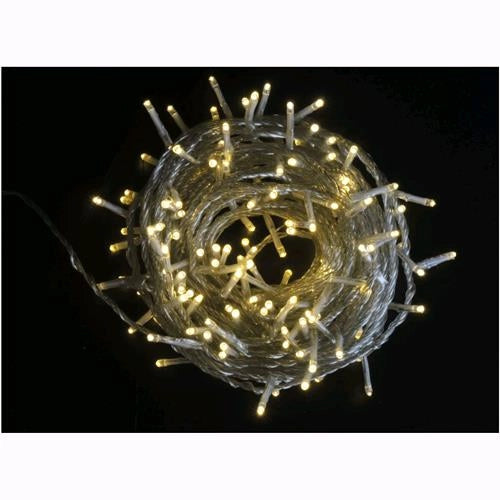 Serie Luci Natale 480 Led Luce Calda 26 mt Filo Trasparente Uso Esterno D1998