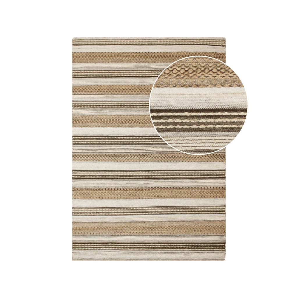 Tappeto Morena in iuta e lana tessuto a mano naturale e grigio 160x230 cm