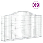Set di 9 gabbioni ad arco per recinzioni a gabbia e muri di contenimento 200 x 30 x 100/120 cm ferro zincato argento 02_0041240