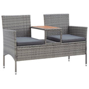 Panca da giardino mobili da esterno per patio terrazza 2 posti e tavolo da tè 143 x 65 x 88 cm resina intrecciata grigia 02_0011310