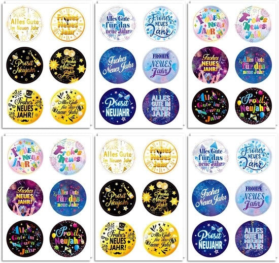 Sticker Natale 2024 - 108 pezzi - 12 fogli - Adesivi autoadesivi - Decorazione - Buon Anno - 27 stili - Sticker da festa