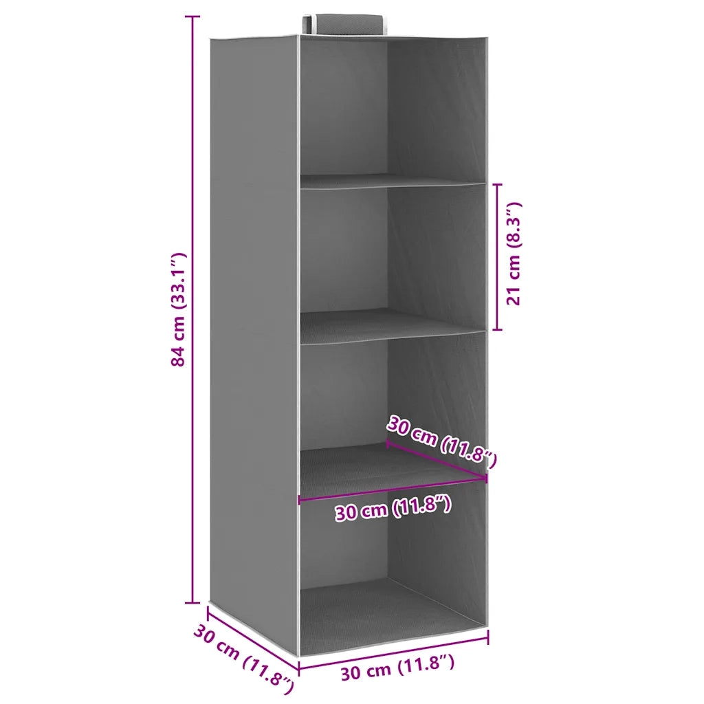 Organizer per Armadio da Appendere con 4 Ripiani 2 pz Tessuto CFW5215517