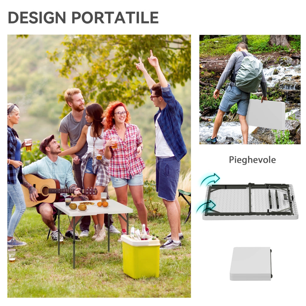 Tavolo da giardino pieghevole ¨C zephmum ¨C HDPE e metallo, bianco, 86x86x74 cm