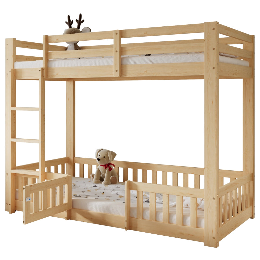 letto a castello legno naturale 90 x 200 cm