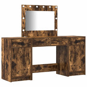 Toeletta | Tavolo da Trucco con cassetto 3 pz Marrone Legno multistrato