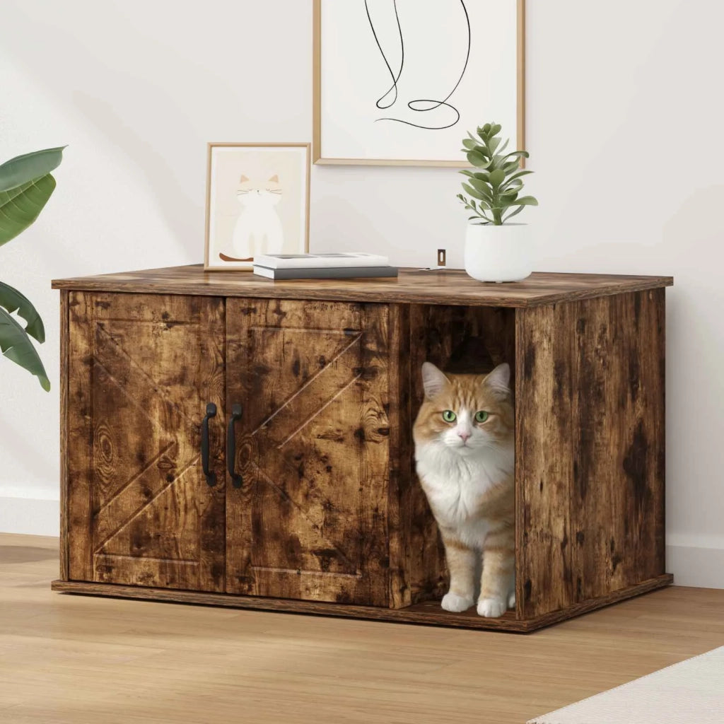 Casa per Gatti Rovere fumé 85 x 55 x 50 cm Legno multistrato