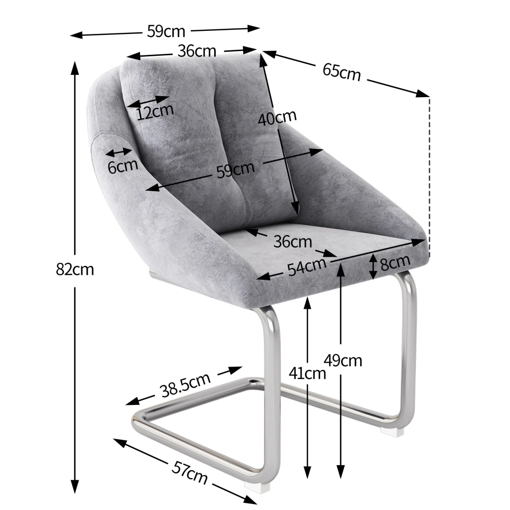SEDIA Set da 6 pezzi in velluto grigio
