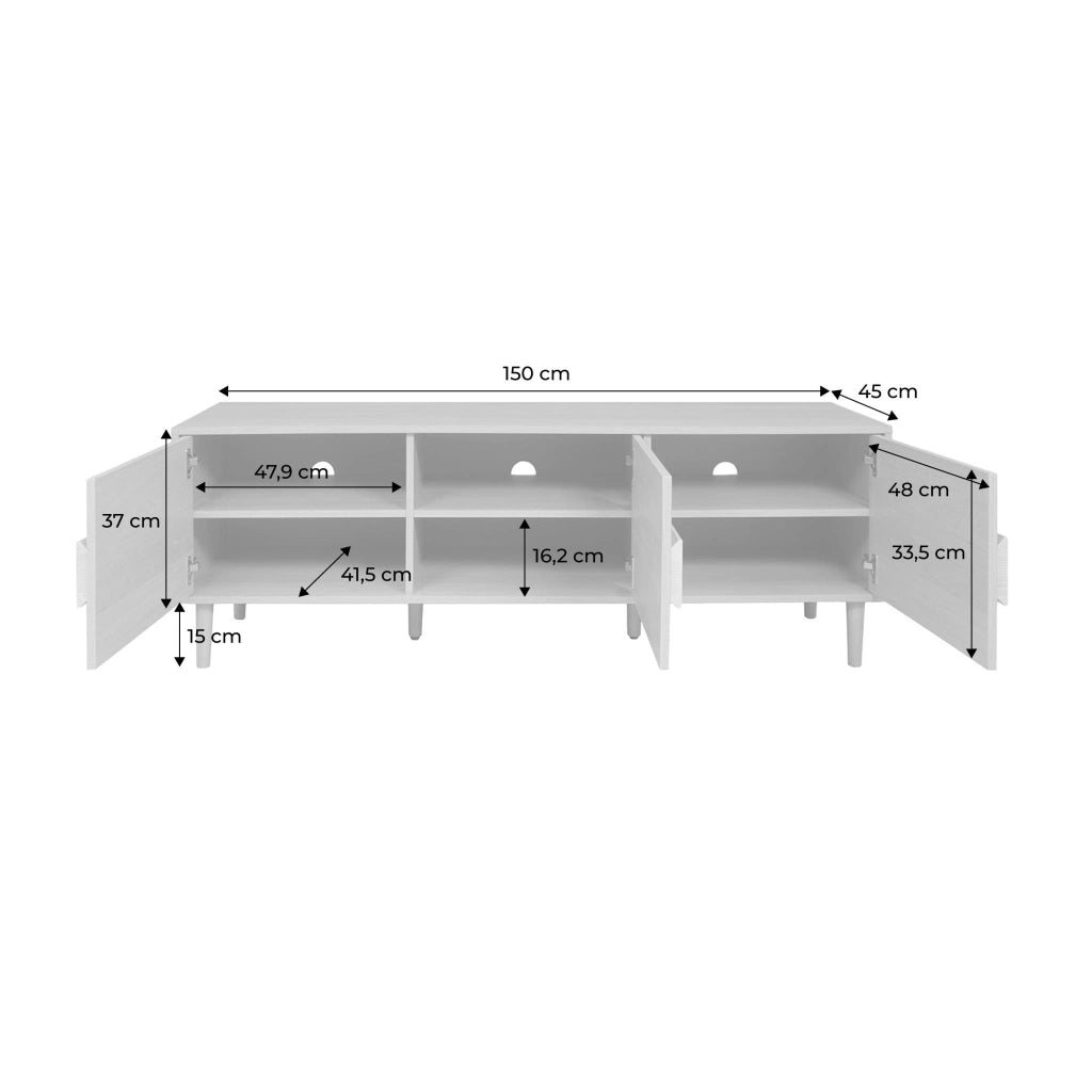 Mobile tv vintage effetto legno 3 ante 150cm, noce