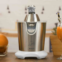SOGO Spremiagrumi Elettrico con Leva – 160W – Acciaio Inox, 2 Coni, Beccuccio Anti-Goccia, Silenzioso, Facile da Pulire, Avvio Automatico
