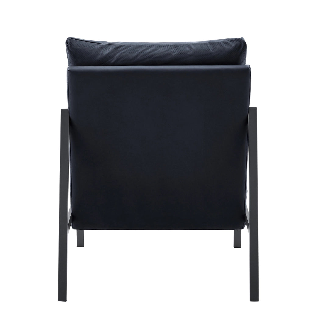 Poltrona lounge con braccioli ergonomici e struttura stabile in PU e metallo - nero