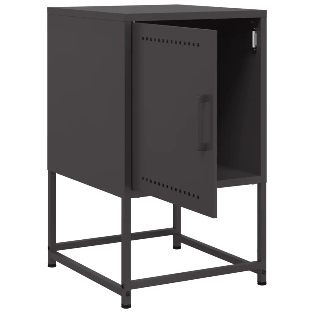 Set di 2 Comodini | Armadio da Notte | Mobiletto da notte Neri 36x39x60,5 cm in Acciaio