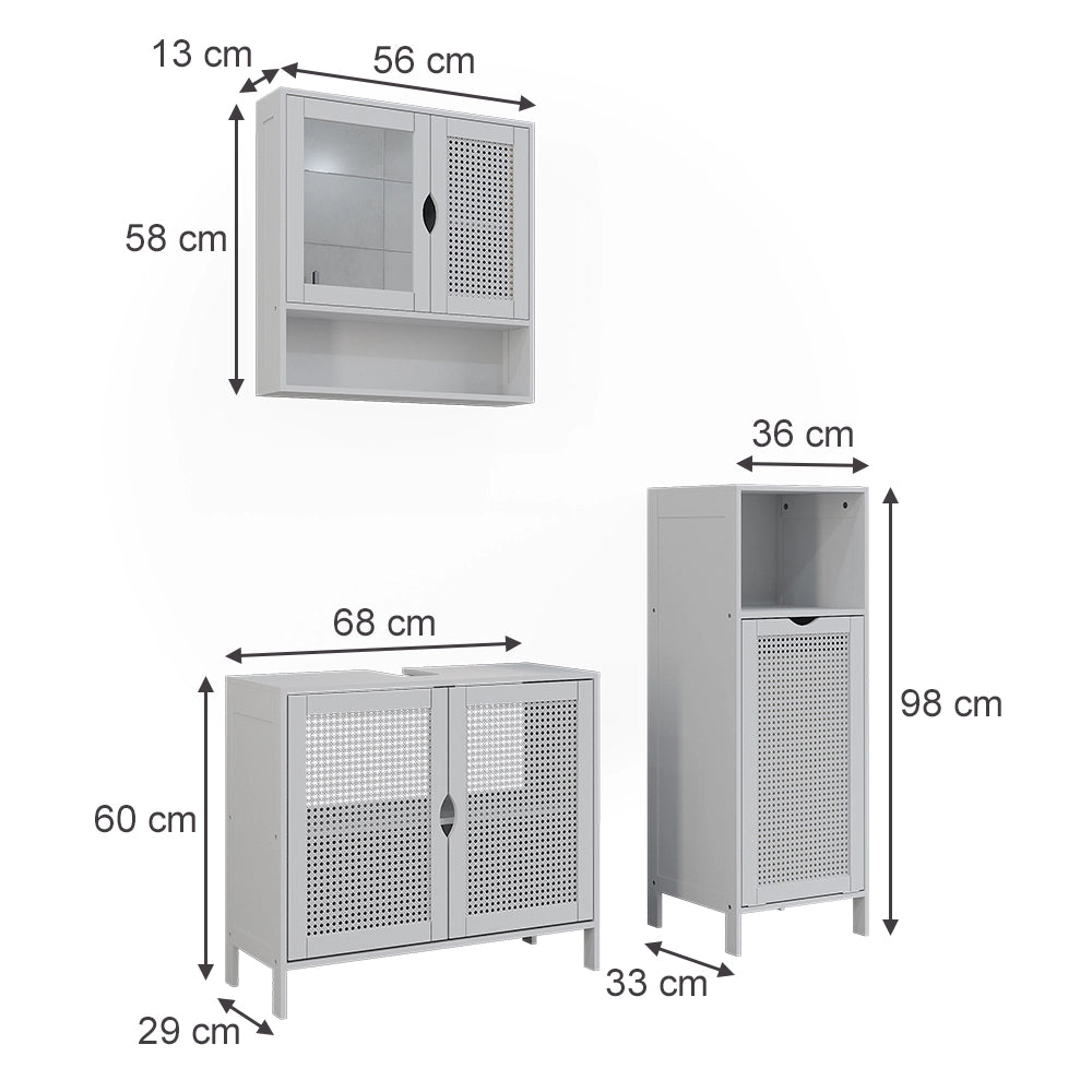 Vicco Set di mobili da bagno Bianco 3 parti