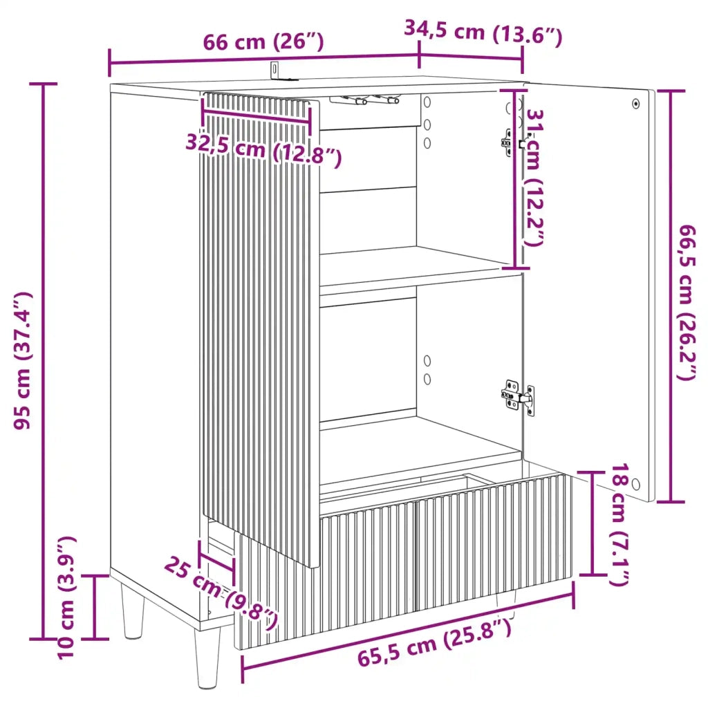 Credenza Nero 66 x 34,5 x 95 cm Legno ingegnerizzato 894666