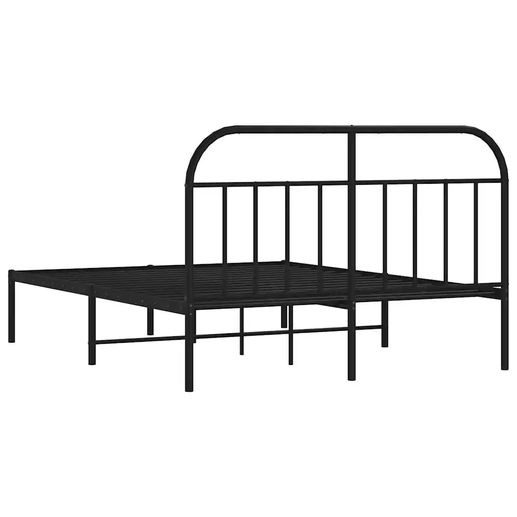 Giroletto con Testiera-Struttura Letto con testiera in Metallo Nero 135x190 cm 558190