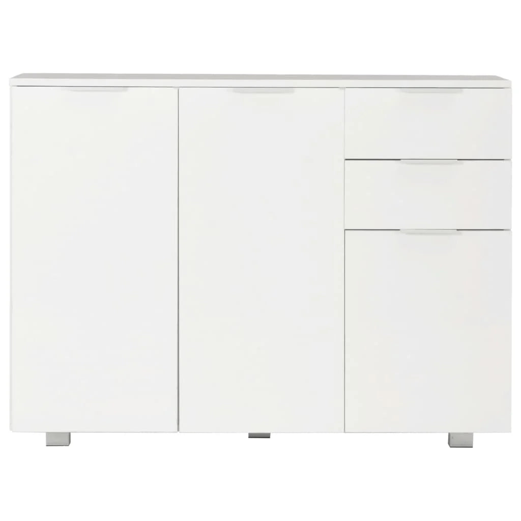 Buffet credenza cassettiera mobiletto mobile contenitore organizer per cucina soggiorno finitura lucida 107 x 35 x 80,5 cm bianco 02_0030571