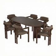 Set tavolo e sedie in legno Meridia 6" (7 pezzi) - 180 x 90 x 75 cm - Marrone