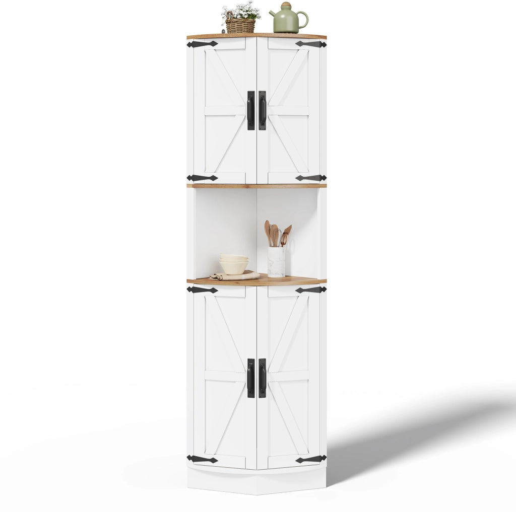 Credenza angolare alta 39;5 x 39;5 x 180 cm in MDF bianco stile vintage