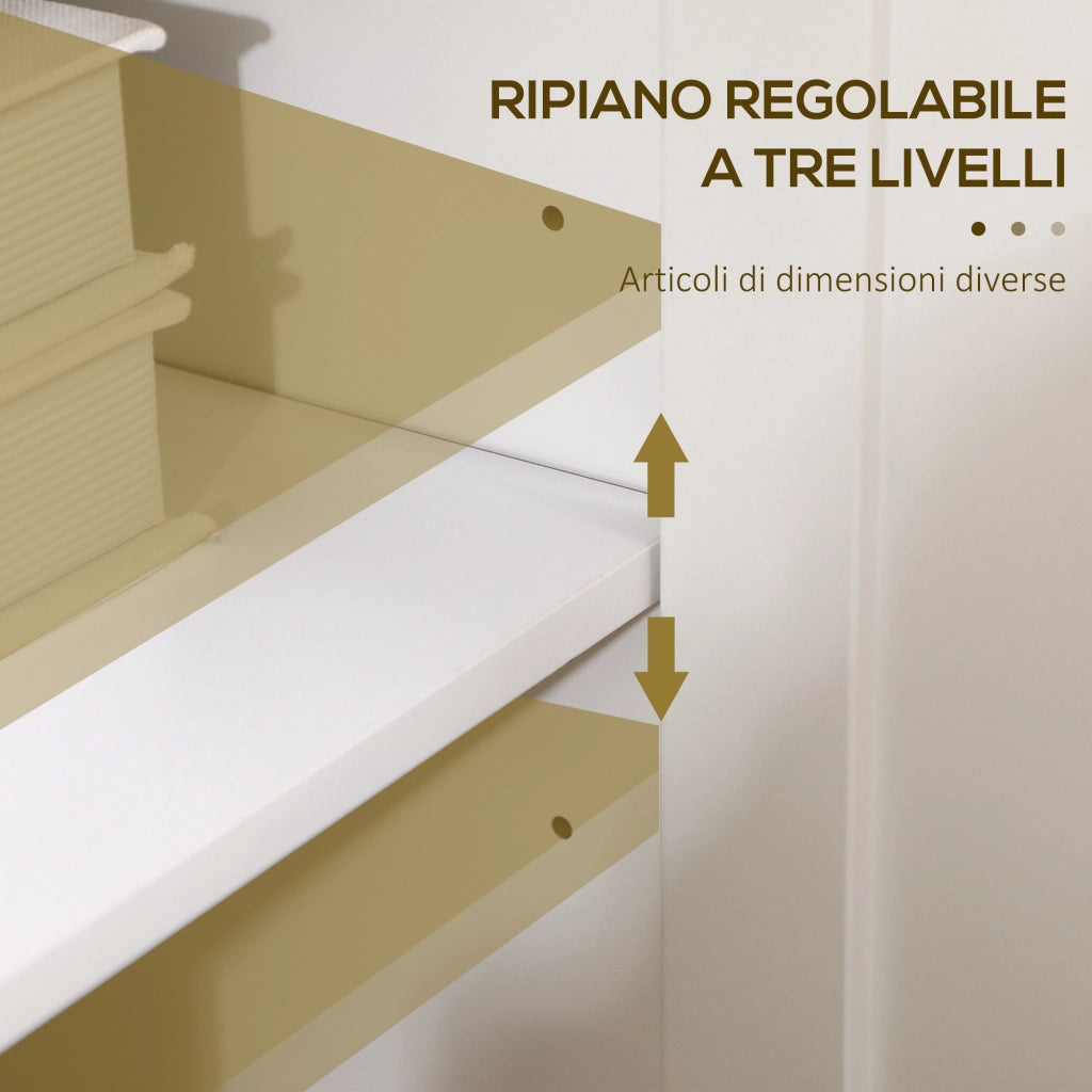 Cassettiera con 2 Ante e 2 Ripiani Regolabili ¨C Zephmum ¨C Bianco Legno 120x40x70 cm