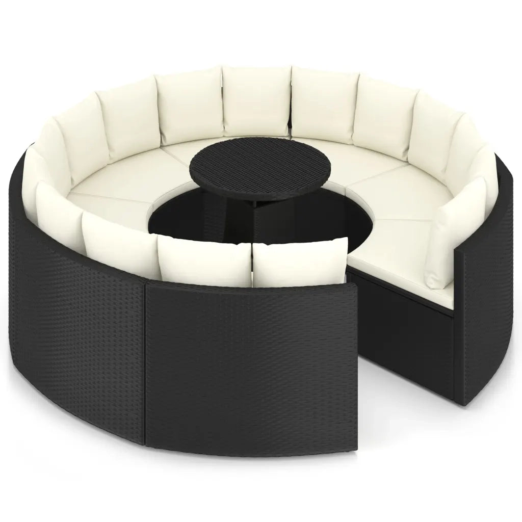 Set Divani da Giardino 9 pz con Cuscini in Polyrattan Nero 3064897