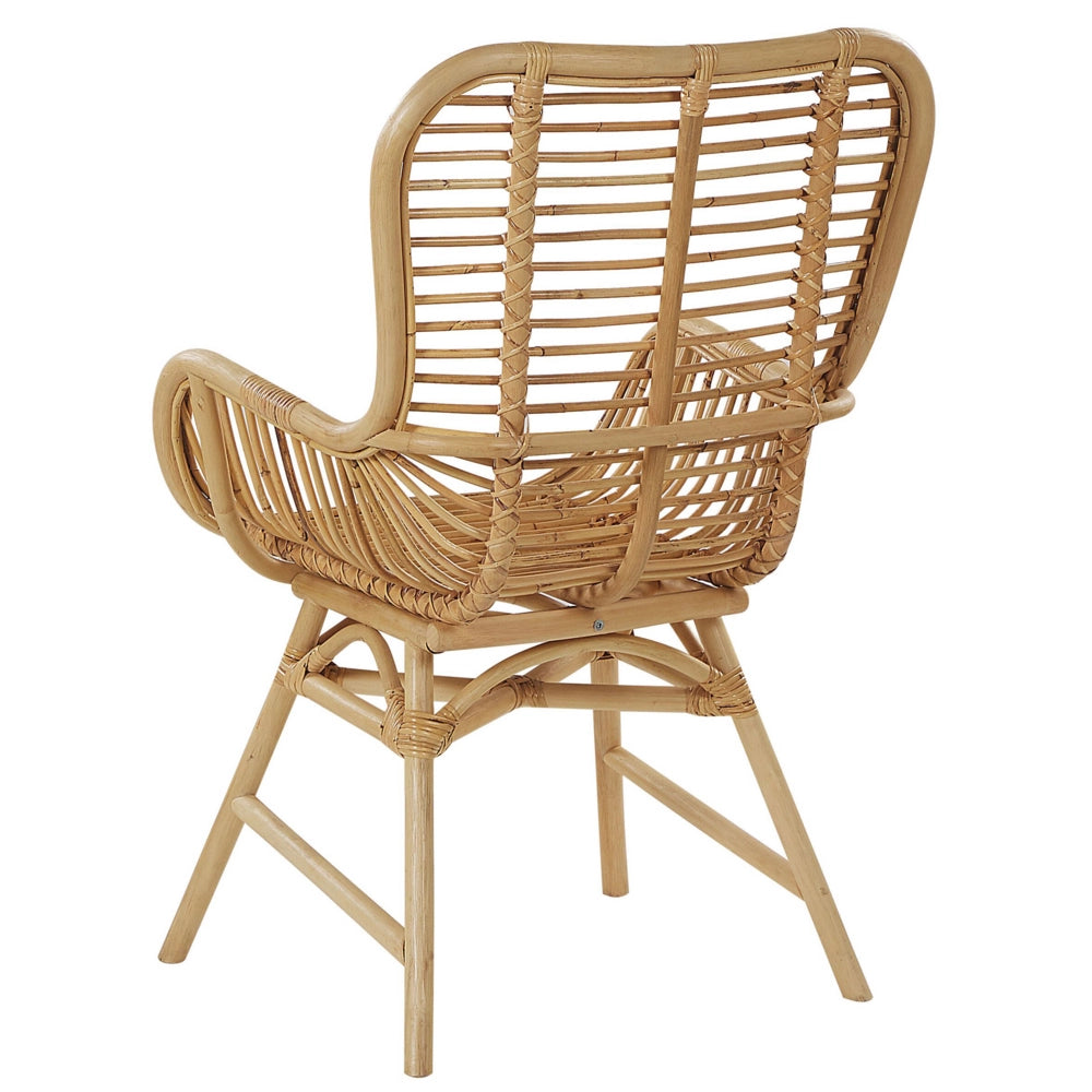 Sedia d'Sedia in rattan marrone chiaro Sedia laterale da pranzo per interni Mobili da soggiorno Schienale alto