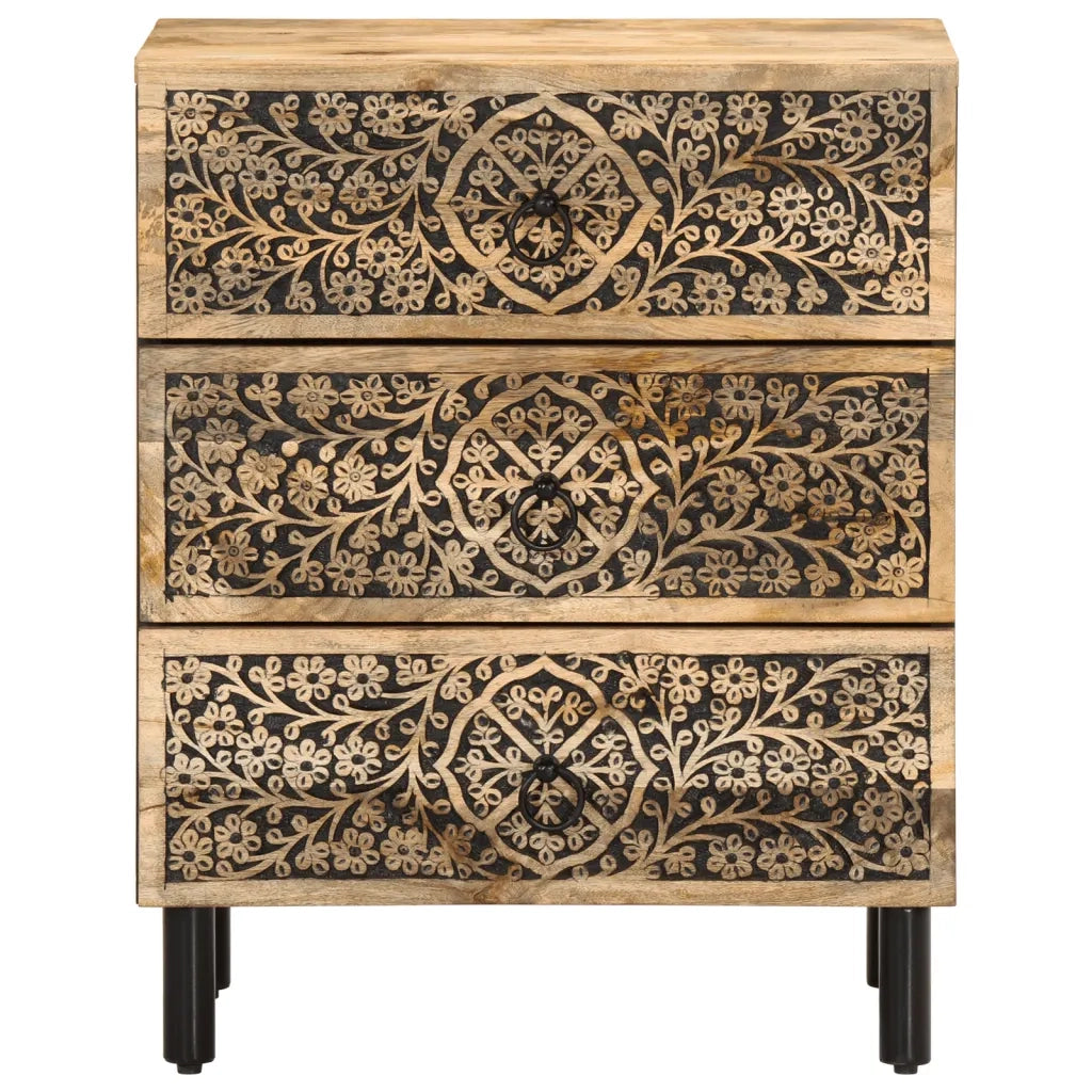 Comodino | Armadio da Notte | Mobiletto da notte 50x33x60 cm in Legno Massello di Mango