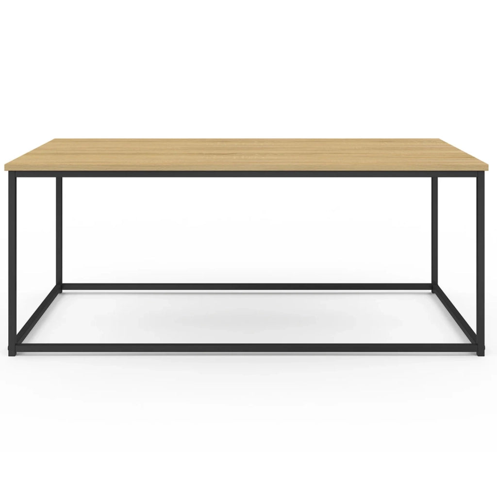 IDMarket - Tavolo basso DETROIT 113 cm design industriale legno e metallo nero