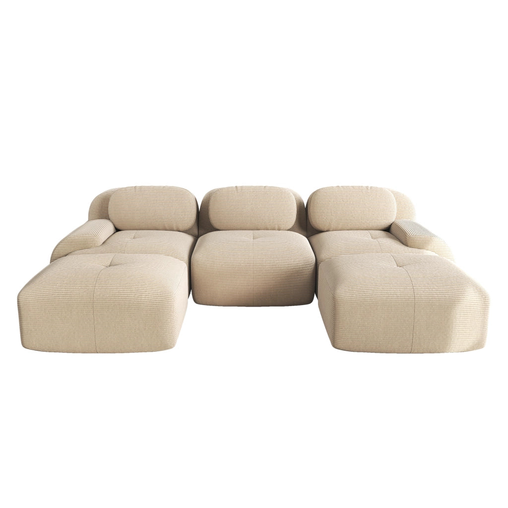 Divano angolare modulare in velluto a coste; senza montaggio; seduta 32D; beige