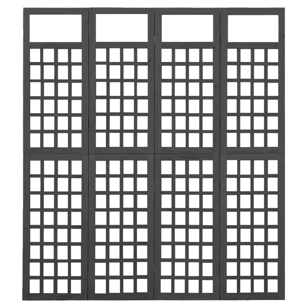 Divisorio a 4 Pannelli Legno Massello di Abete Nero 161x180 cm 316483