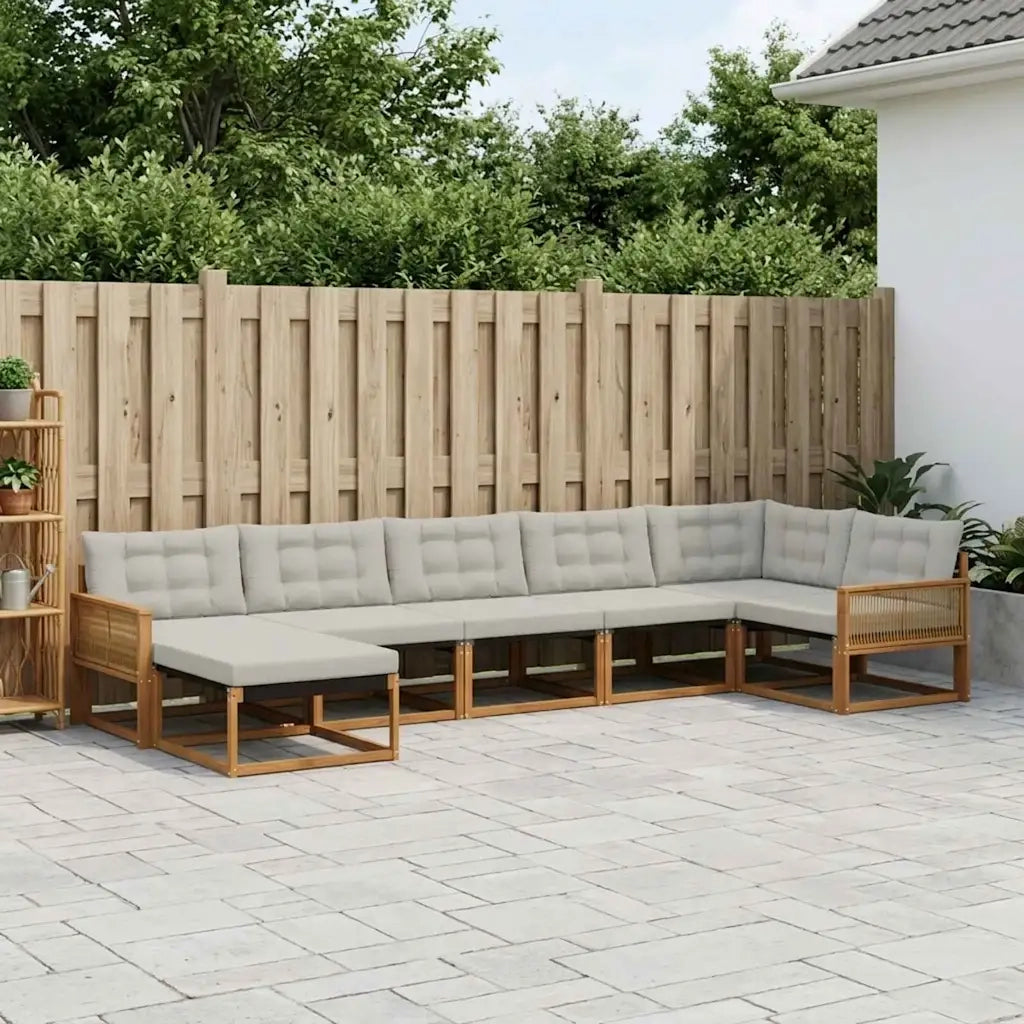 Set di divani da esterno 7 pcs Naturale e Grigio Chiaro 3381571
