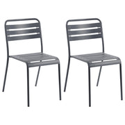 Set di 2 Sedie da Giardino in Ferro Metallo Grigio Scuro Senza Braccioli Impilabili per Esterni