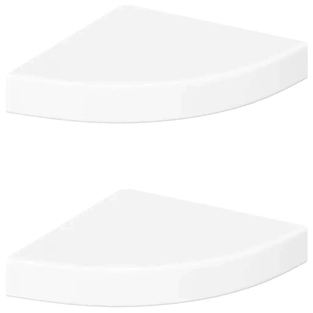 2 pz Mensole | Ripiano | Scaffale Angolari Sospese Bianco Lucido 25x25x3,8 cm MDF