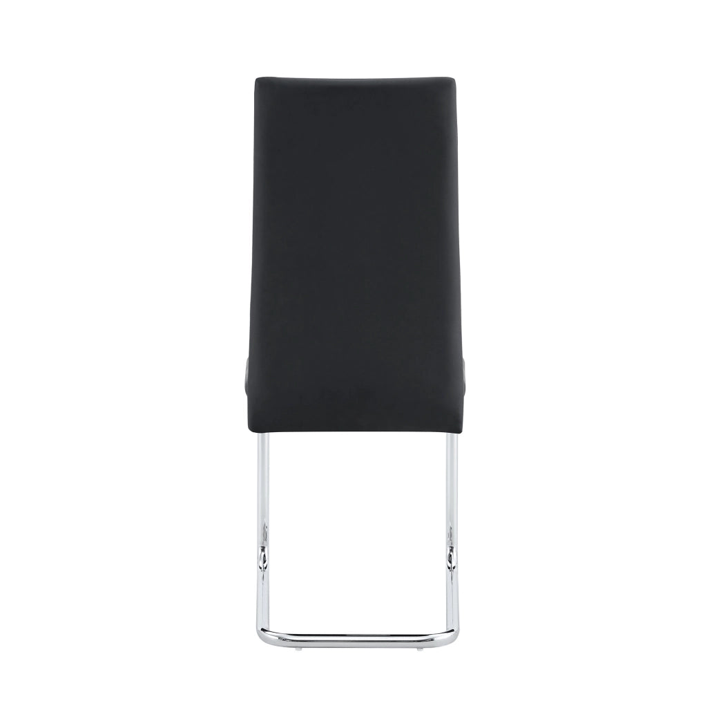 Sedia da pranzo nera in PU e metallo con seduta ergonomica