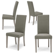 Set 4 sedie imbottite per sala da pranzo EDI NEW, 100% MADE IN ITALY, design moderno, rivestimento in tessuto idrorepellente effetto camoscio colore Grigio, gambe in legno in tinta