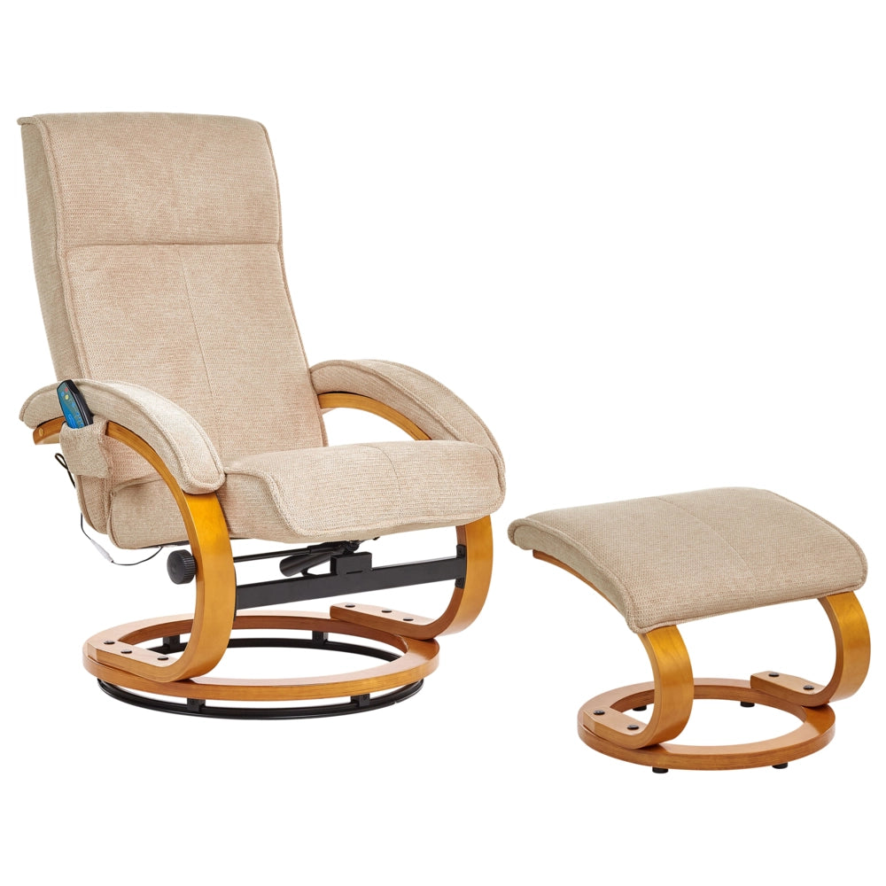 Poltrona reclinabile moderna in tessuto beige con poggiapiedi Riscaldamento massaggiante design retrò
