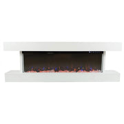 Camino Elettrico da Parete o Incasso Alaro Ultra+ 152x18x52 cm Effetto Fiamma Telecomando in MDF Bianco