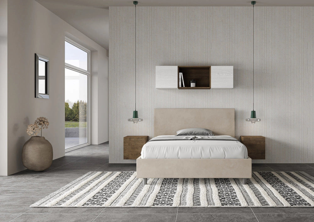 Letto Matrimoniale Extra Large 200x200 cm con Rete e Contenitore Adele Sabbia