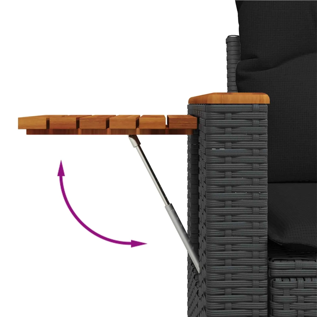 Set Divano da Giardino 9 pcs Nero polyrattan