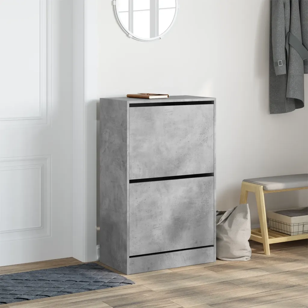 Scarpiera Grigio Cemento 60x34x96,5 cm in Legno Multistrato 839948