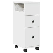 Mobile da Bagno Stretto con Ruote Bianco in Truciolato