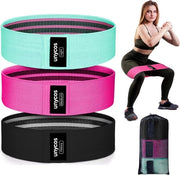 Set di 3 fitnessbande 100% lattice con tas di stoccaggio, 3 livelli di resistenza leggero/medio/grave, set di cinture per glutei con resistenze tra 9-23 kg, lunghezza 80 mm (verde, blu e nero)