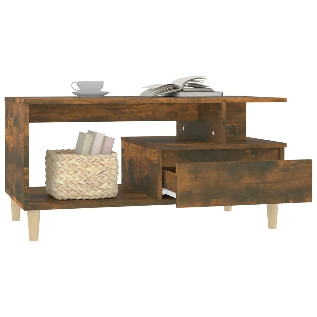 Tavolino da Salotto Rovere Fumo 90x49x45 cm Legno Multistrato 819617