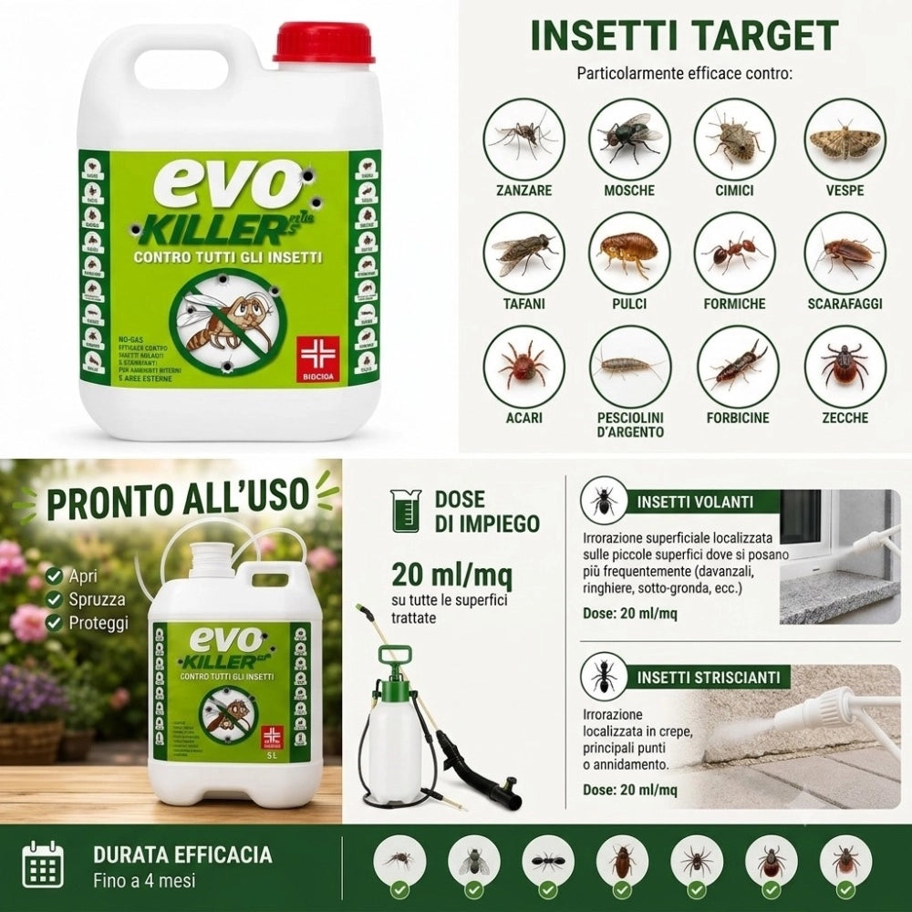Evokiller insetticida antiparassitario insetti parassiti 2 litri