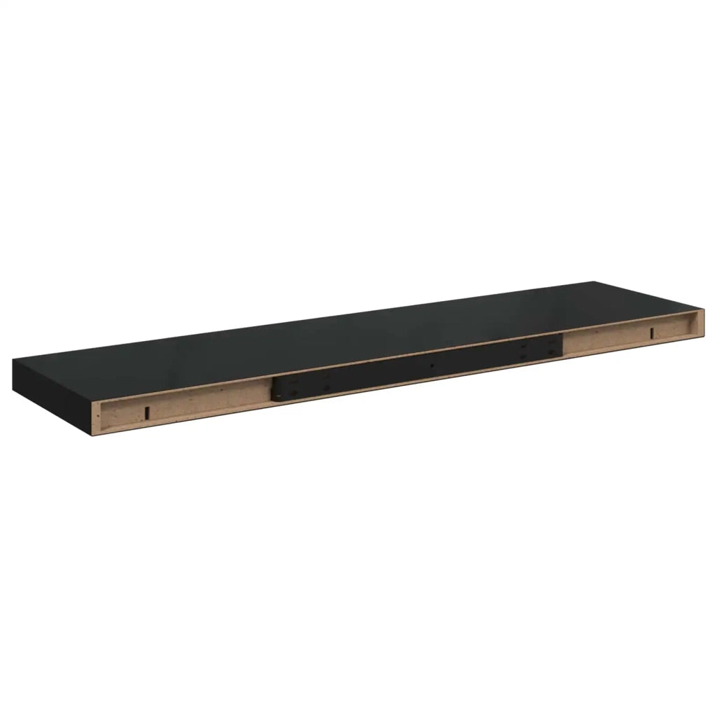 Scaffali a Parete 2 pz Nero Lucido 90x23,5x3,8 cm in MDF 323776