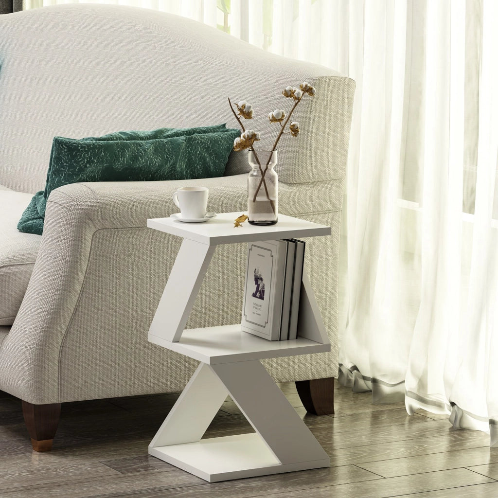 Tavolino laterale in legno "Albeni" - 30 x 30 x 50 cm - Bianco