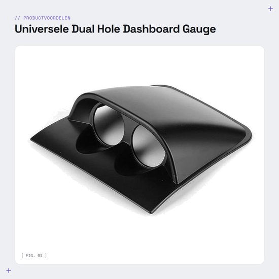 Houder diapasono dashboard universale - 52mm/2in - Cinghia in ABS - Montaggio auto di strumento - Nero - Qualità professionale - Supporto strumento