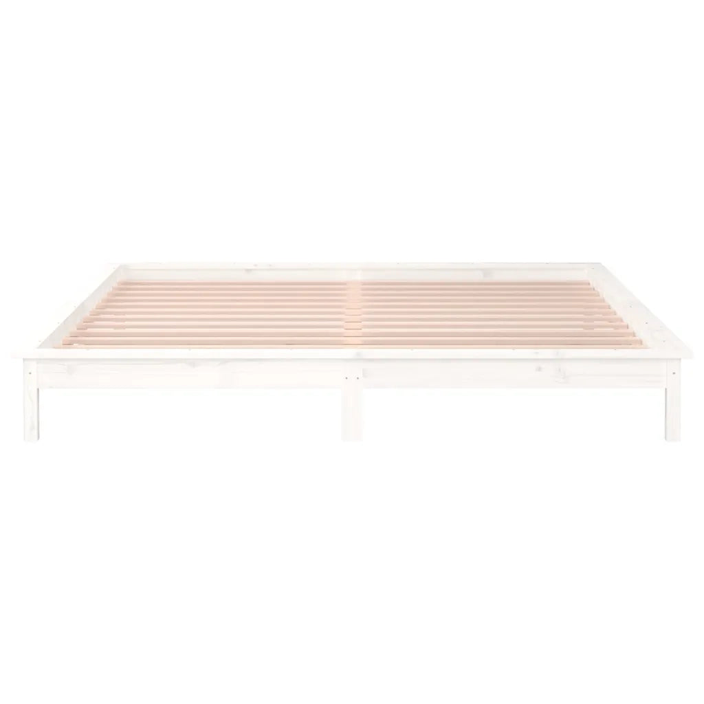 Giroletto con LED-Struttura Letto Bianco 120x200 cm in Legno Massello 977695