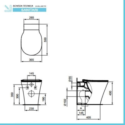 Sanitari Ideal Standard Connect filomuro Rimless AquaBlade copriwater originale