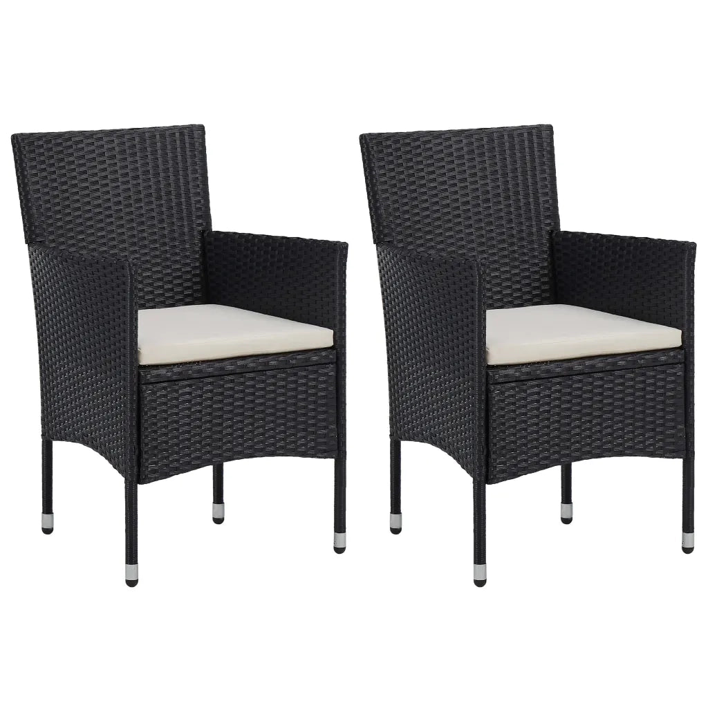 Set Mobili da Pranzo per Giardino 3 pz Nero Polyrattan e Acacia cod mxl 41158