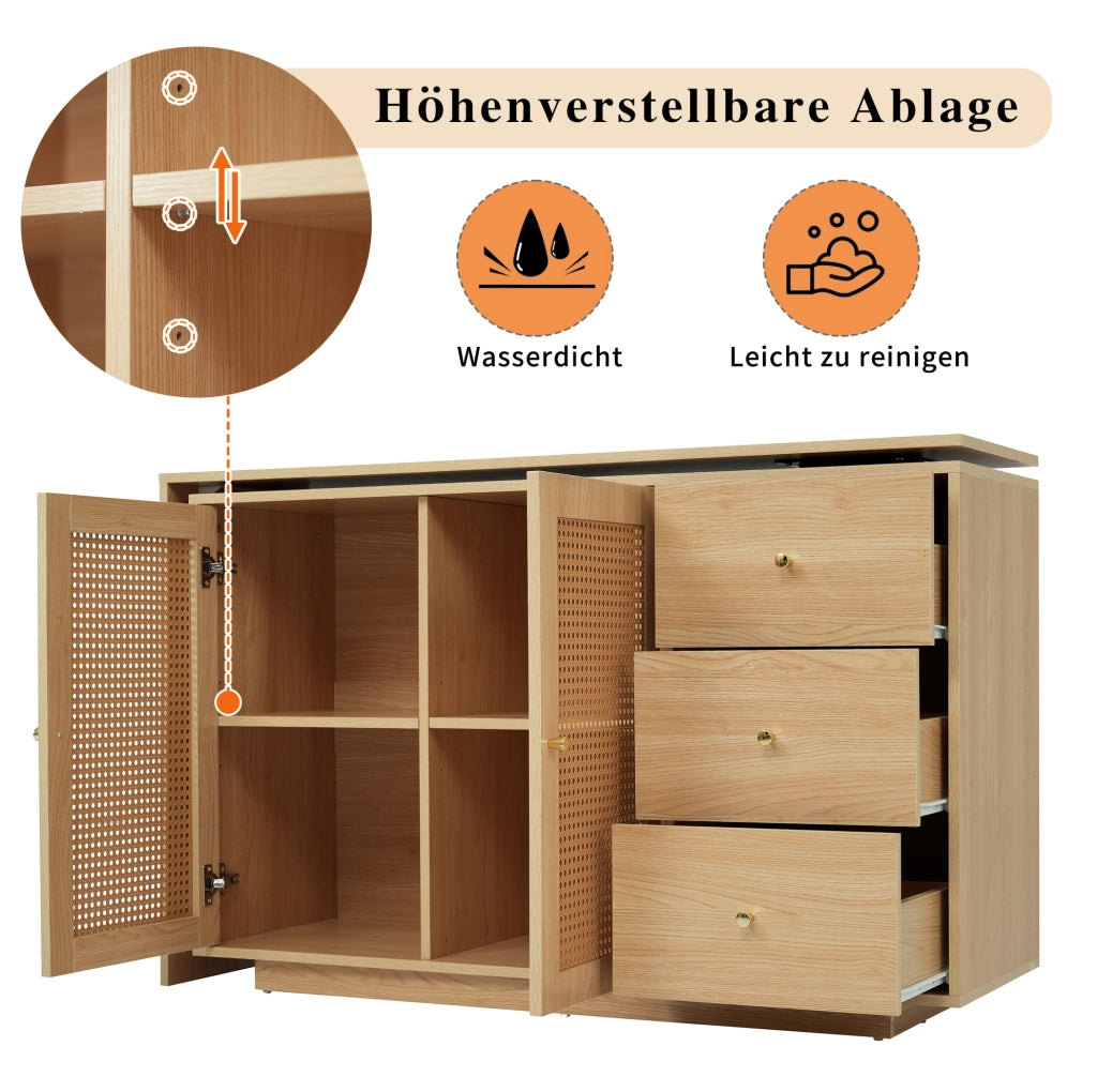 Scrivania ad angolo con mobiletto girevole 360°; 126 cm; MDF effetto legno naturale